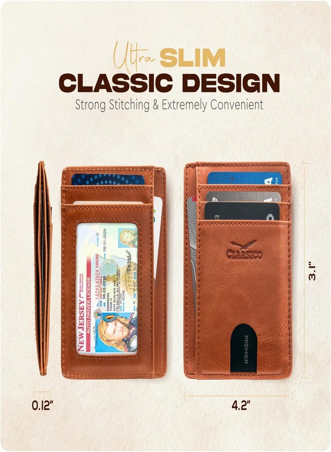 Claasico Front Pocket Small Minimalist Leather Wallet RFID Blocking Vintage Leather Credit Card Holder with Gift Box - Image 5