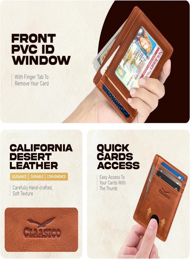 Claasico Front Pocket Small Minimalist Leather Wallet RFID Blocking Vintage Leather Credit Card Holder with Gift Box - Image 3