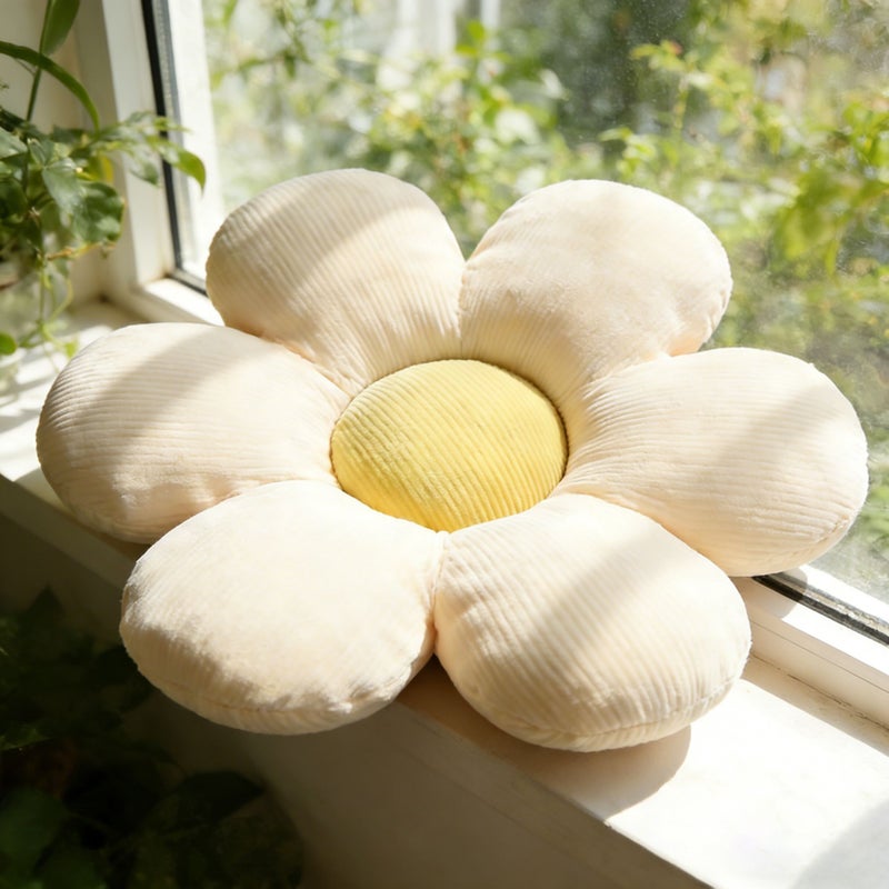 White And Yellow Flower Shaped Cushion Pillow Home Decor Gift For Easter Birthday Wedding - Image 2