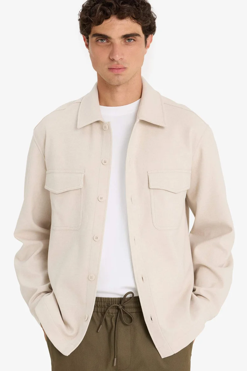 ديفاكتو Regular Fit Buttoned Shirt Jacket