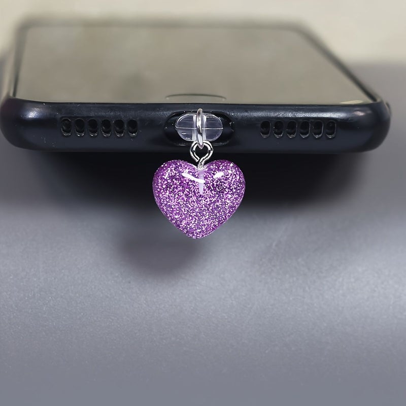 Red Heart Shaped Phone Dust Plug for Apple Compatible Devices - Image 2
