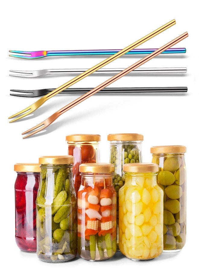 Yexiya 5 Pcs Pickle Fork, 8.66 Inches Long Handle Olive Fork 304 Stainless Steel Pickle Picker Grabber Tool for Jar Cocktail Dessert Fruit, 2 Prong(Multicolor) - Image 4