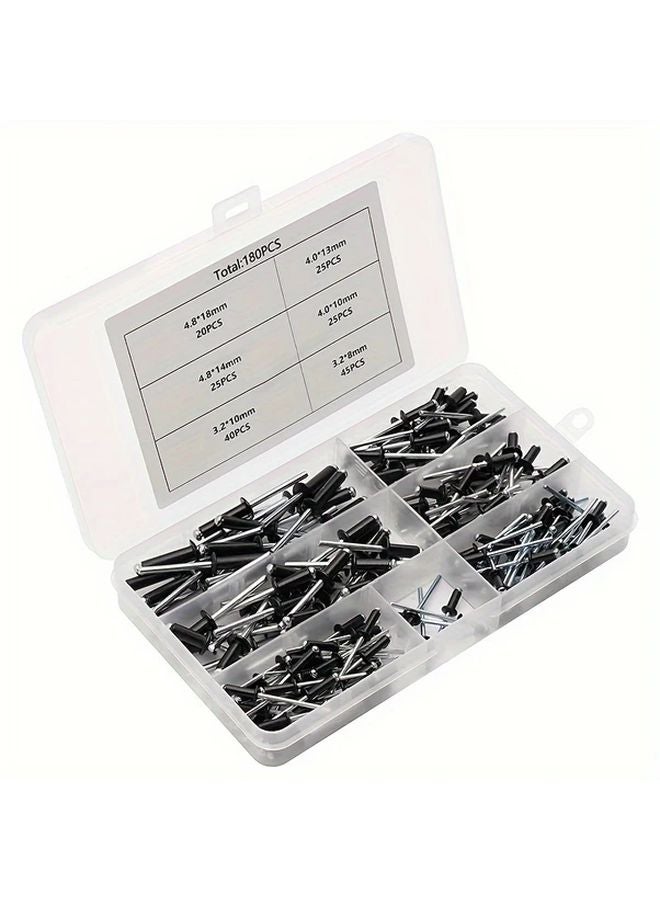 180pcs Aluminum Black Blind Rivets 6 Sizes Pop Rivets Assortment Kit 1 8 3 16 5 32 Inch - Image 5