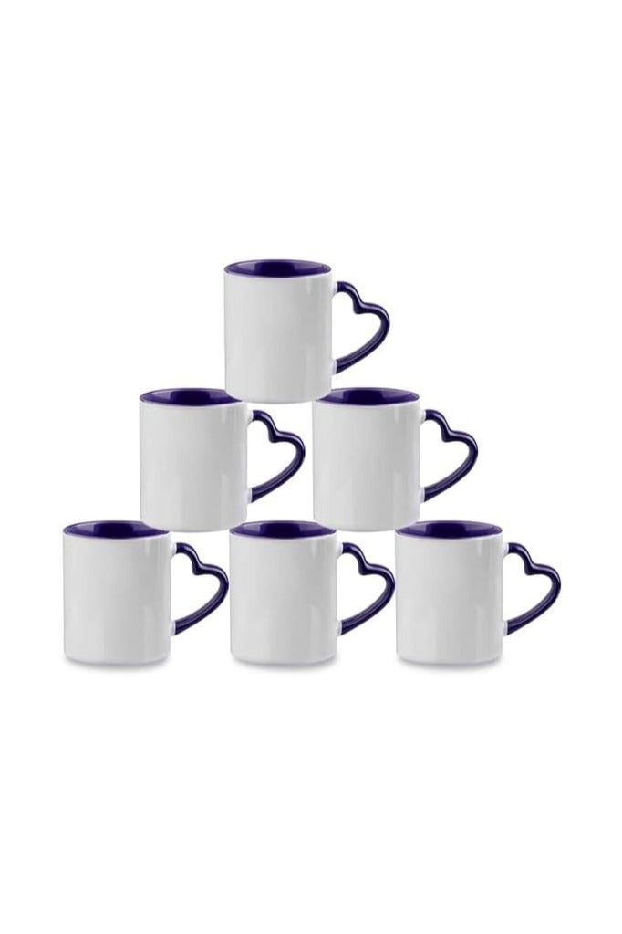 Kalon Heart Handle Drack Blue Sublimation Mug pack of 36pcs White Mug with Red Heart Handle For Valentine's Day gift coffee cup - Image 1