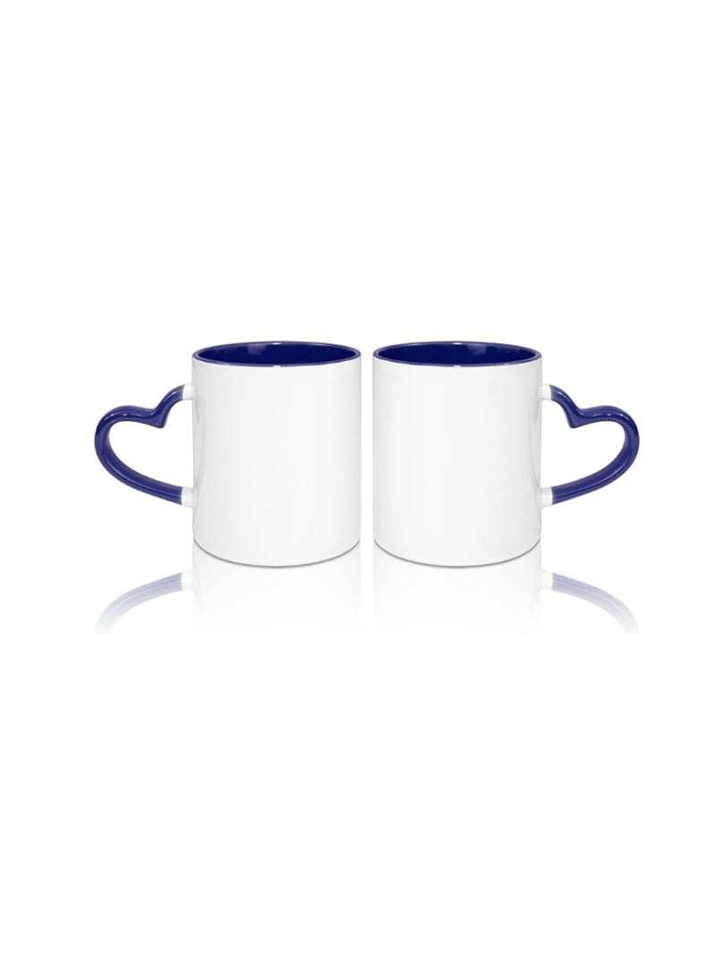 Kalon Heart Handle Drack Blue Sublimation Mug pack of 36pcs White Mug with Red Heart Handle For Valentine's Day gift coffee cup - Image 2