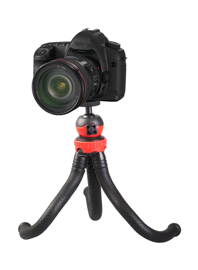 docooler Mini Flexible Tripod Octopus Spider Stand Holder with 360° Ball Head for any Mobile + Camera + Free Holder Part - Black/Orange - Image 1