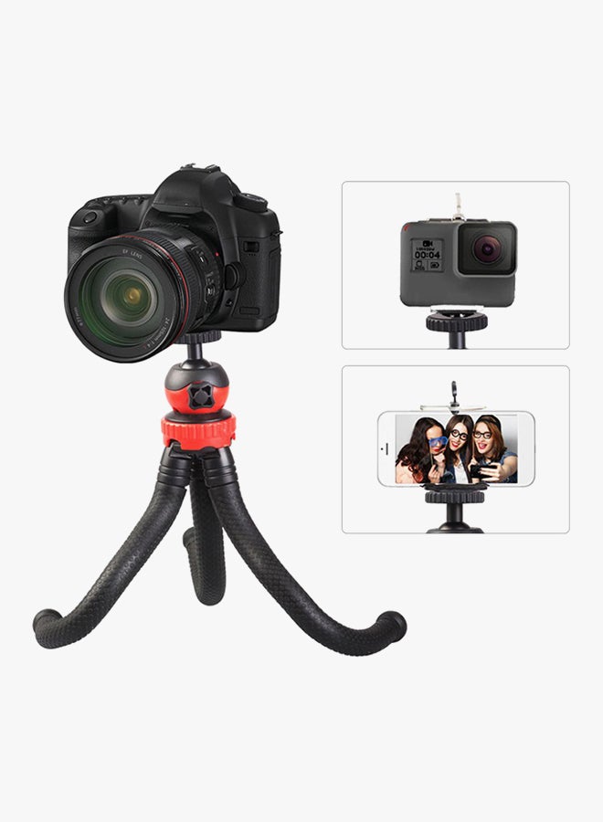 docooler Mini Flexible Tripod Octopus Spider Stand Holder with 360° Ball Head for any Mobile + Camera + Free Holder Part - Black/Orange - Image 2