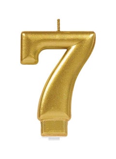 Generic Numerical 7 Metallic Golden Moulded Candle 