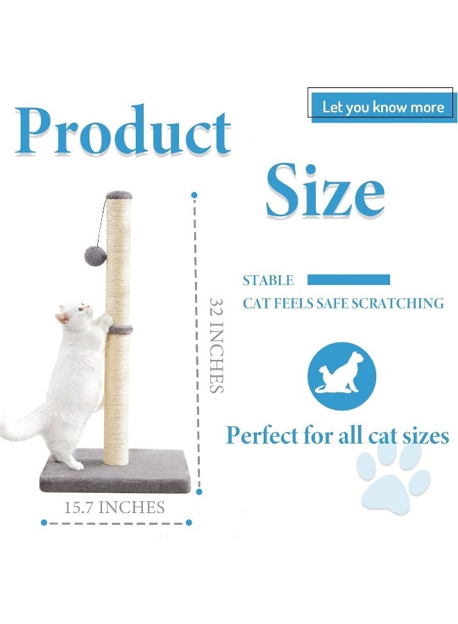 NeoStyle Cat Scratching Post for Indoor Cats, Cat tree with Sisal Rope Durable, Cat Scratcher with Hanging Ball and Mouse Toy - Image 5