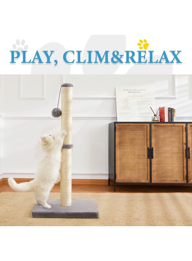 NeoStyle Cat Scratching Post for Indoor Cats, Cat tree with Sisal Rope Durable, Cat Scratcher with Hanging Ball and Mouse Toy - Image 2