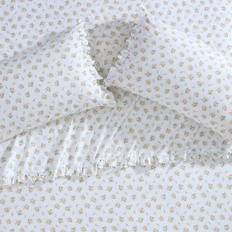 Laura Ashley Standard Pillowcase Set Breathable Percale Cotton Bedding Floral Home Decor Roseford Orange 2 Piece