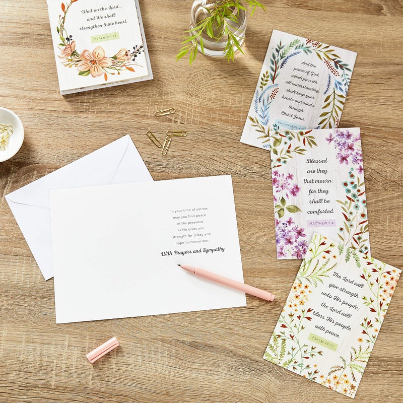 Hallmark DaySpring Assorted Religious Sympathy Cards, Floral Wreaths (12 Cards with Envelopes) - Image 2