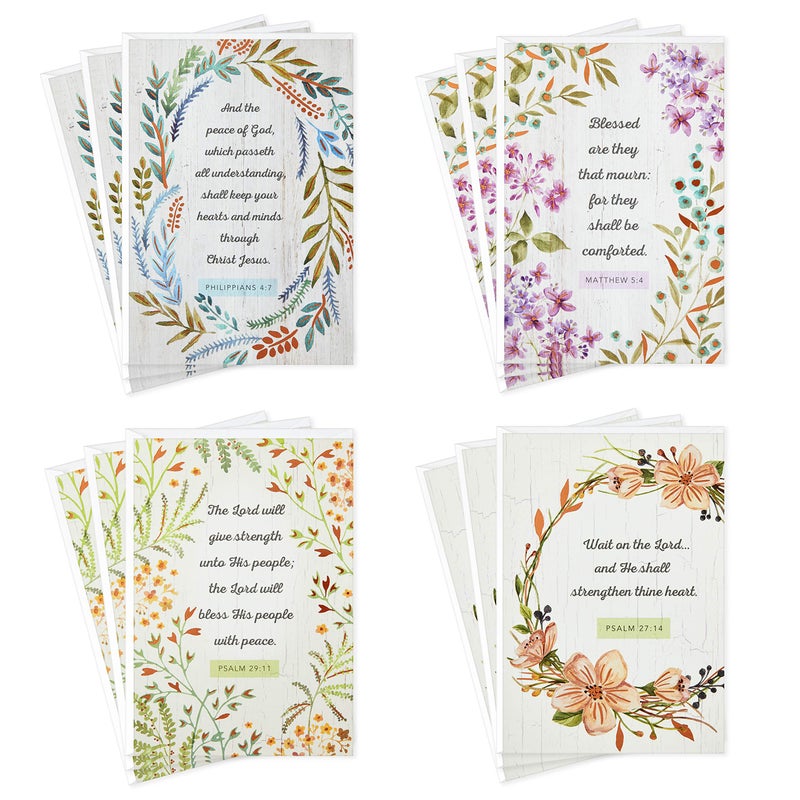 Hallmark DaySpring Assorted Religious Sympathy Cards, Floral Wreaths (12 Cards with Envelopes) - Image 1