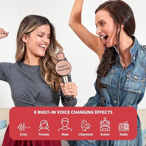 Singing Machine Wireless Karaoke Microphone for Kids & Adults, Party Machine Mic (Rose Gold) - Portable Handheld Bluetooth Microphone with Speaker & Voice Changer Effect - Karaoke Mic for Singing - Image 4