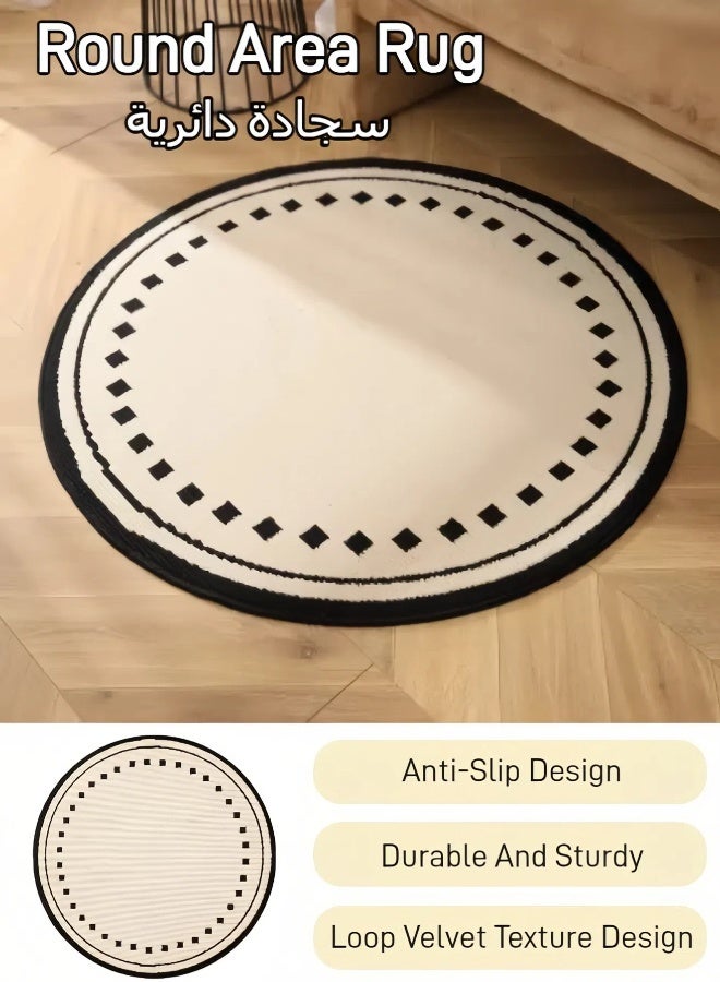 Handmade Woven Rugs , Washable Non-Slip Rugs, Linen Woven Floor Mat, Washable Rug For Living Room, Bedroom, Dining Room, And Kitchen 100cm - Image 1