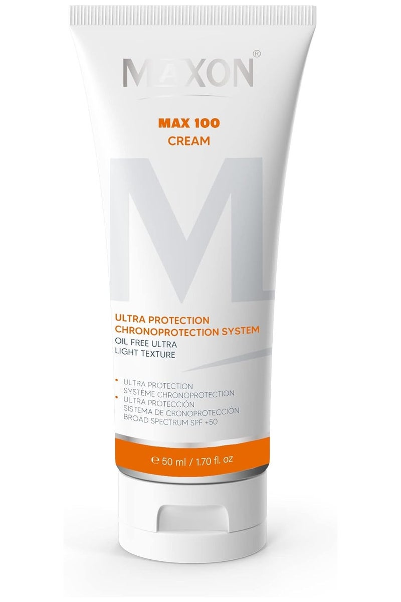 MAX-ON SUN Face Cream SPF 50+ â Oil-Free Broad Spectrum Sunscreen with Chronoprotection System | UVA & UVB Defense | Lightweight Daily Face Sunblock â 50ml - Image 1