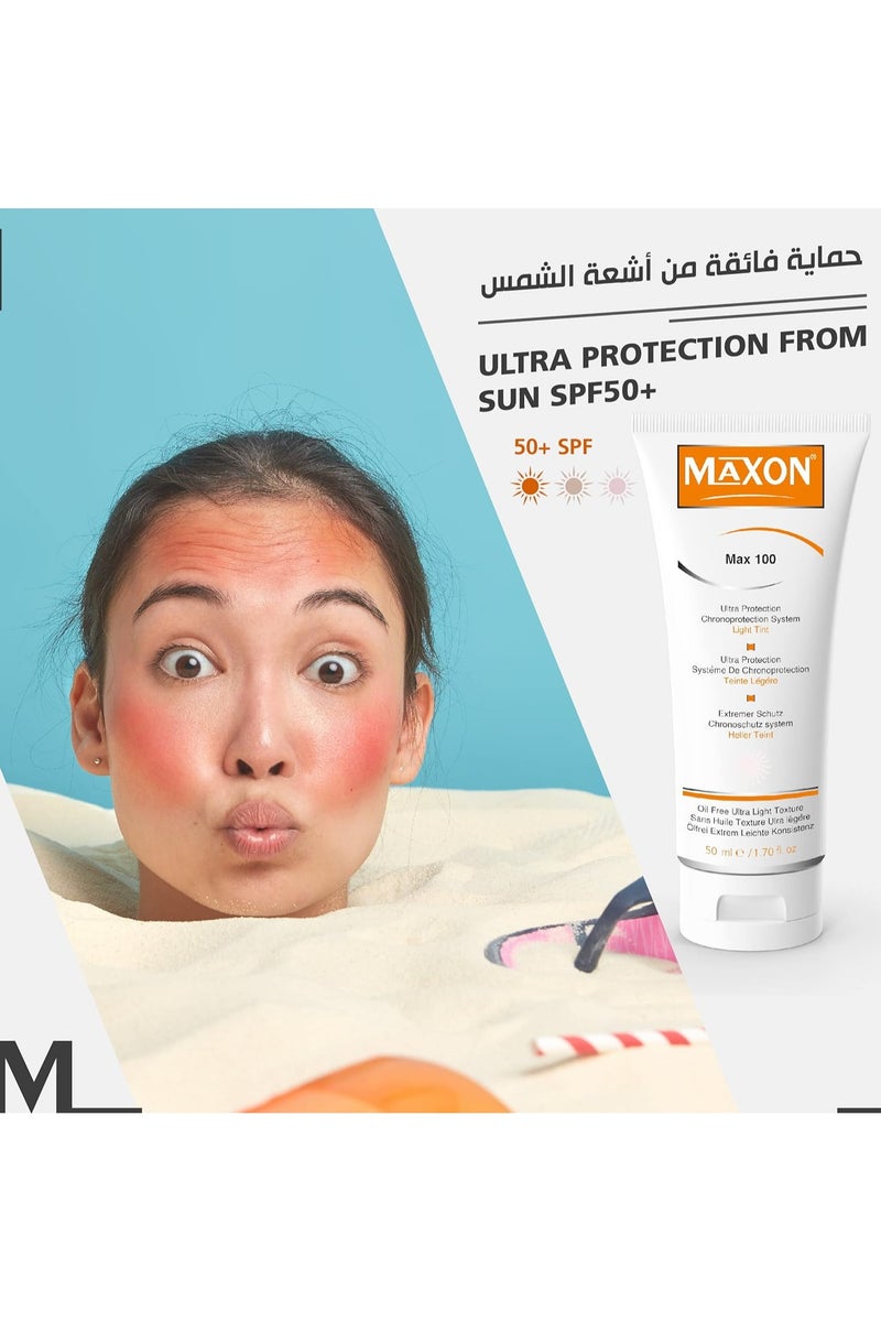 MAX-ON SUN Face Cream SPF 50+ â Oil-Free Broad Spectrum Sunscreen with Chronoprotection System | UVA & UVB Defense | Lightweight Daily Face Sunblock â 50ml - Image 5