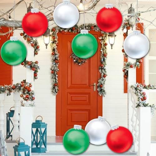 YHFUISK 9 PCS Outdoor Christmas Decorations11 Inch Large Inflatable Christmas BallsChristmas Ornaments Decor for Front Door Yard for New Year Festive - Image 1