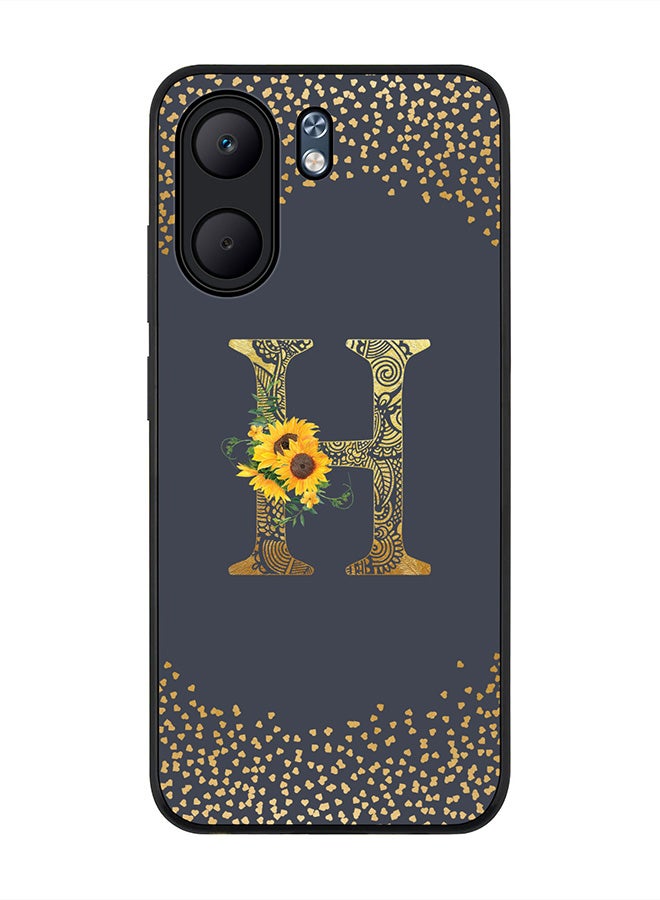 Stylizedd For Oppo A5x 5G / A5x 4G Case,Slim fit Camera Protection, Shockproof Thin Phone cover  - Custom Floral Monogram - H  (Grey )