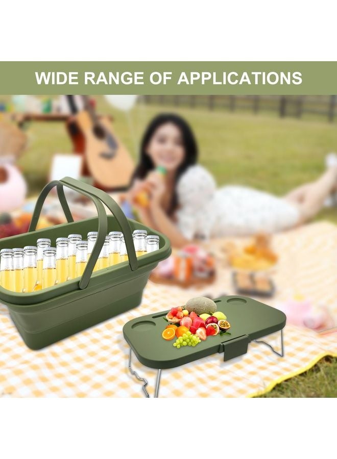هومستر سلة النزهة القابلة للطي سعة كبيرة سلة التخييم القابلة للطي مع منظم صندوق السيارة يمكن استخدامها كدلو ثلج مناسب للتخييم وتخزين السيارات والفرز المنزلي وما إلى ذلك - Image 3