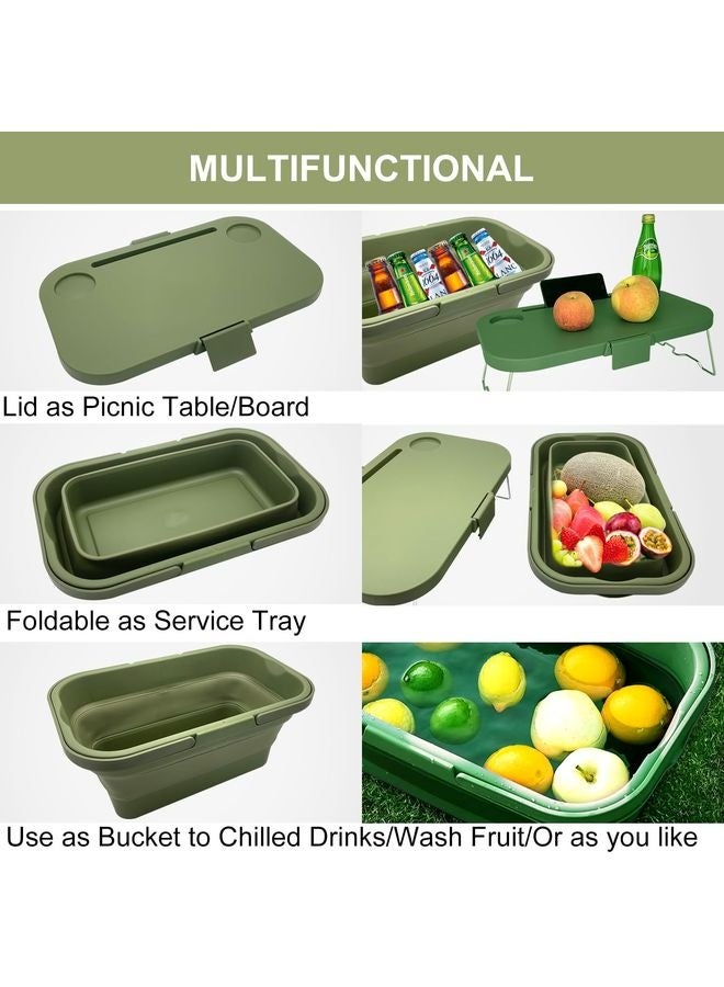 هومستر سلة النزهة القابلة للطي سعة كبيرة سلة التخييم القابلة للطي مع منظم صندوق السيارة يمكن استخدامها كدلو ثلج مناسب للتخييم وتخزين السيارات والفرز المنزلي وما إلى ذلك - Image 5