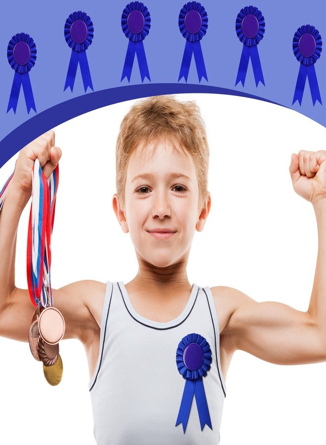 Aedida 6 Pieces Blank Award Ribbon, 1st Place Rosette Ribbon Prize Ribbon Winner Victory Ribbons Deluxe Recognition Ribbons for Competition, Sports Event, School, Contests(Blue) - Image 5