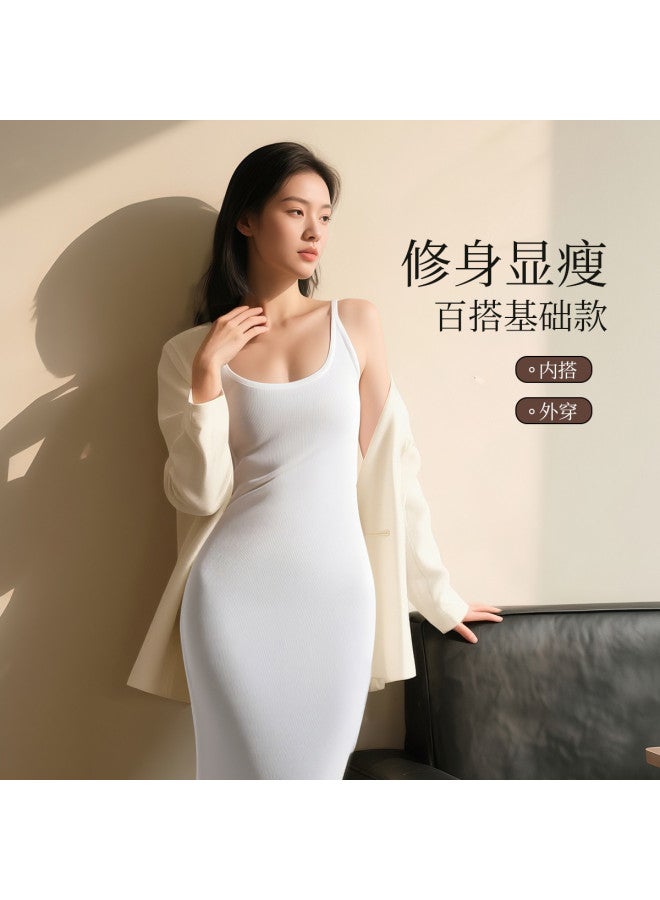 Fenton فستان صيفي نسائي أبيض بحمالات رفيعة مع حمالة صدر مدمجة - Image 2