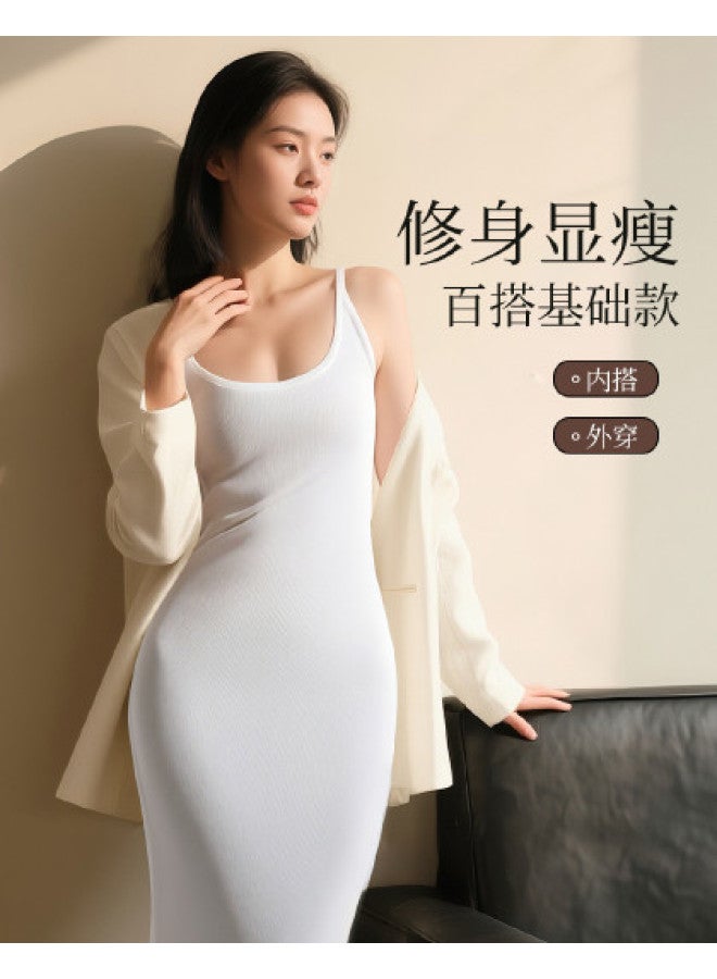 Fenton فستان صيفي نسائي أبيض بحمالات رفيعة مع حمالة صدر مدمجة - Image 1