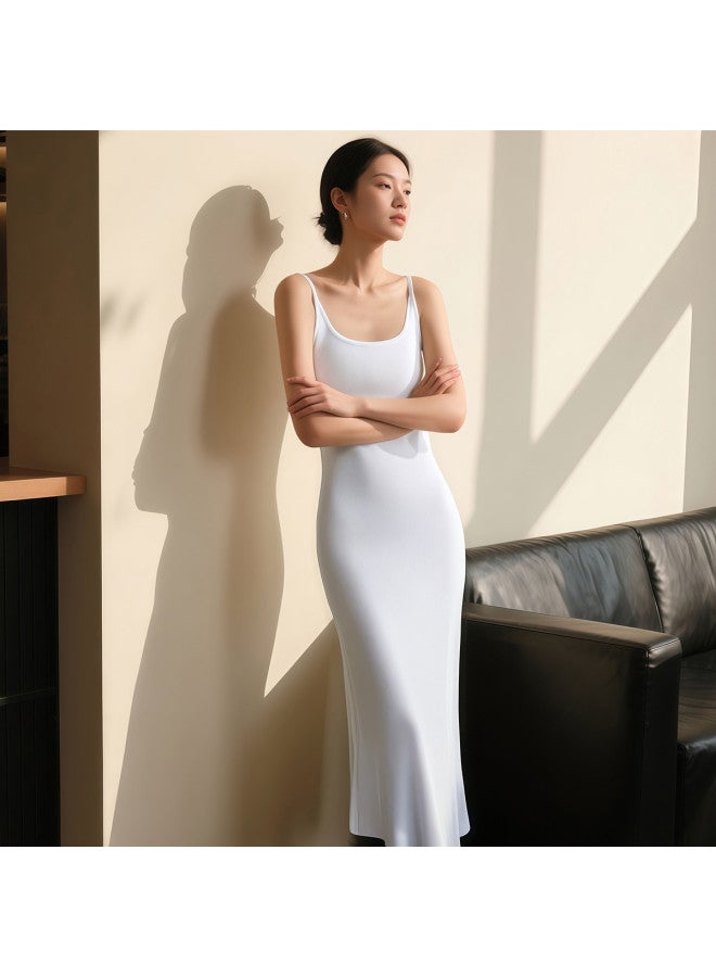 Fenton فستان صيفي نسائي أبيض بحمالات رفيعة مع حمالة صدر مدمجة - Image 5