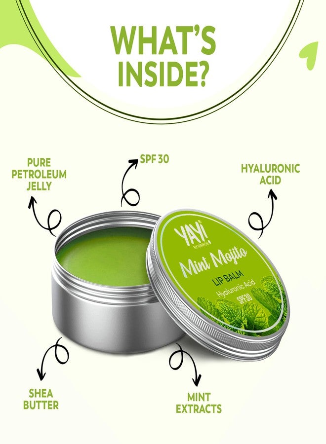 Nimson Yay! By Nimson Mint Mojito Lip Balm, With Hyaluronic Acid with SPF 30, For Refreshed & Hydrated Lips, Protects from Sun Damage, For Men and Women - 50g - Image 3