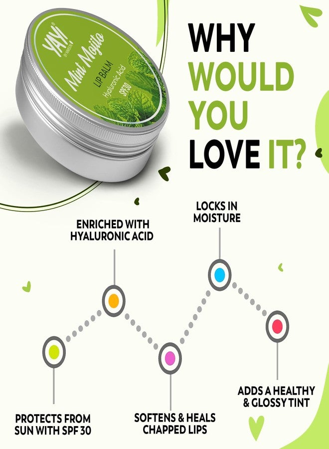 Nimson Yay! By Nimson Mint Mojito Lip Balm, With Hyaluronic Acid with SPF 30, For Refreshed & Hydrated Lips, Protects from Sun Damage, For Men and Women - 50g - Image 4
