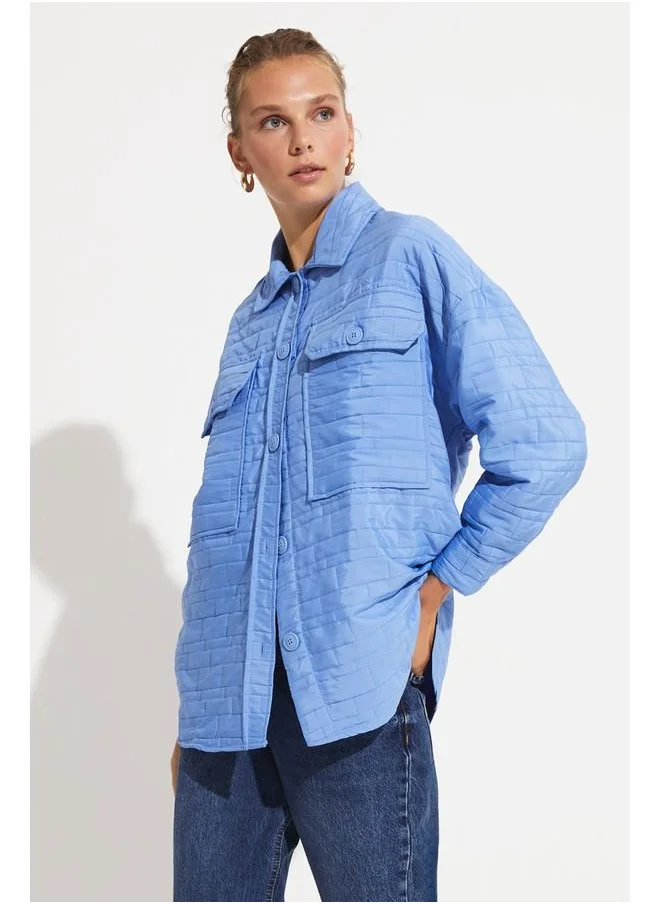 JUNE June Exclusive Kaptione Striped Jacket Blue