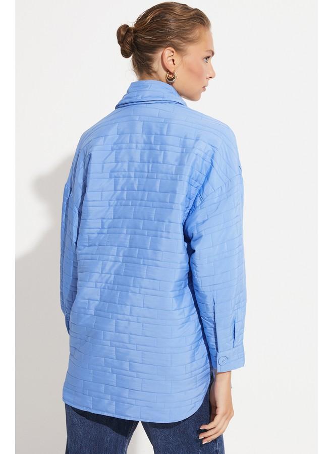 جون جاكيت كابشن مخطط حصري يونيو أزرق - Image 4