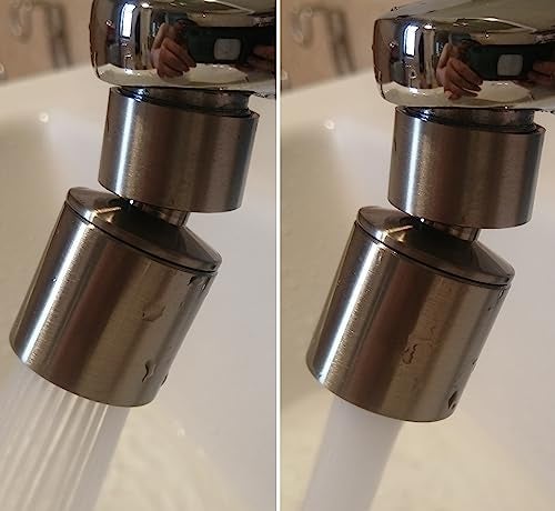 BOARNE Brushed Nickel Rotate Sink Faucet Aerator.kitchen,bathroom faucet nozzle aerator,faucet extender, 360 degree swivel dual flow sprayer for sink tap head. - Image 4