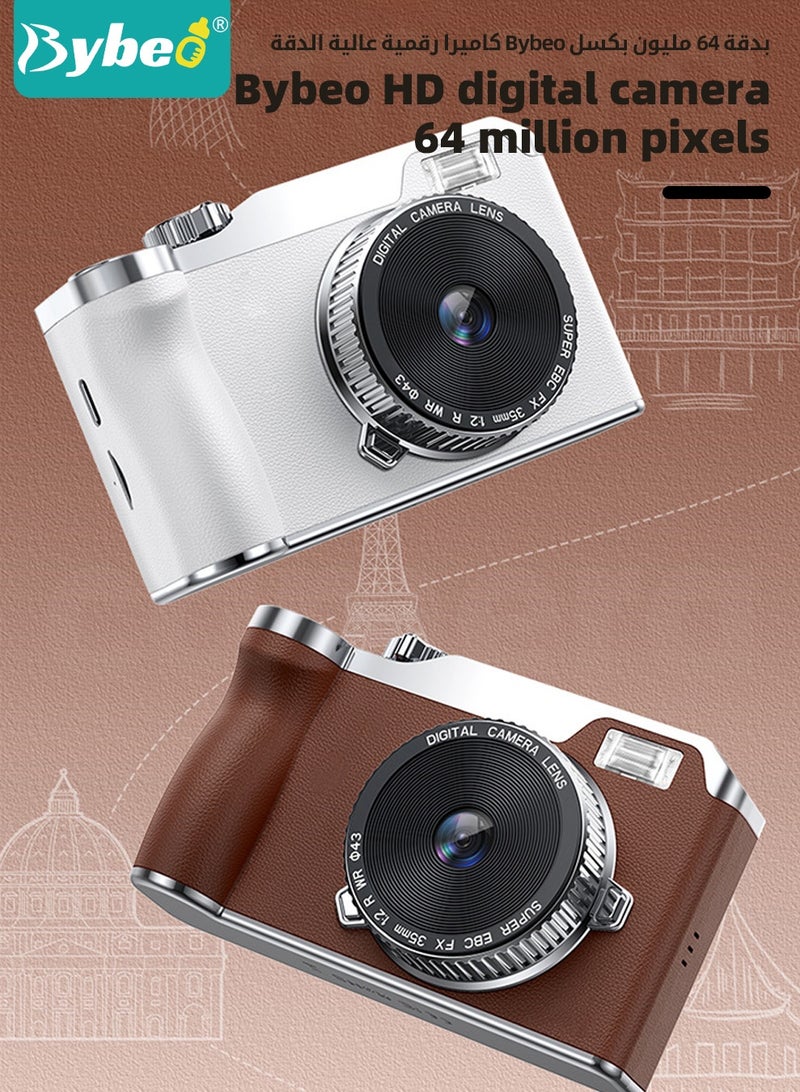 Bybeo Digital Camera, FHD 4K Camera, Digital Point and Shoot Camera with 16X Zoom,Portable Small Camera for Kids and Adult, Anti-Shake CCD Camera with 32G SD Card, 2.4 Inches IPS Screen - Image 2