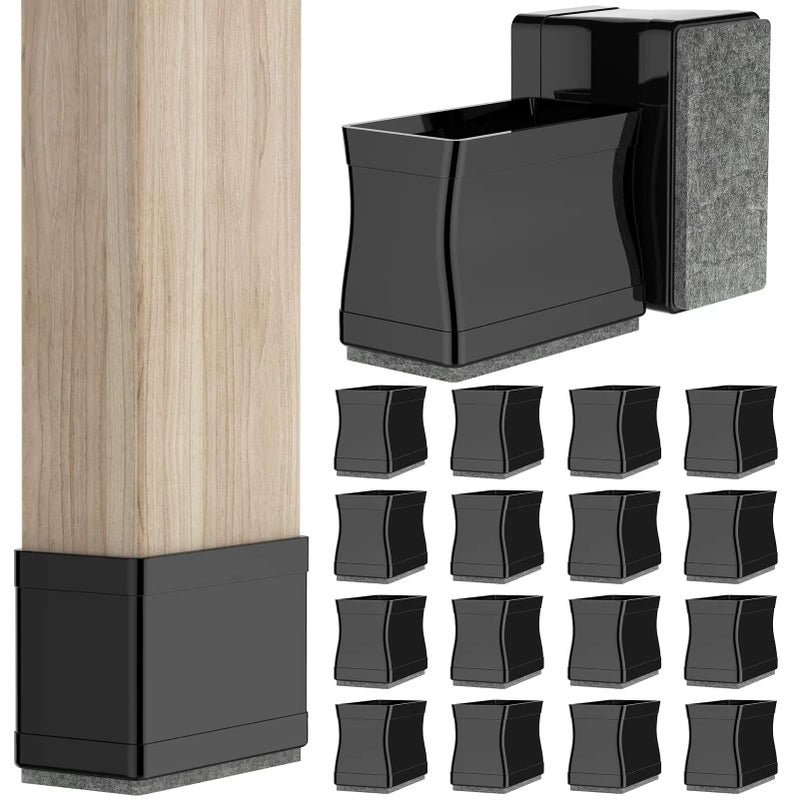 34 x 1 12 Rectangle Chair Leg Protectors for Hardwood Floors Silicone Covers to Protect Wood Tile Floors Felt Pads Furniture Leg Caps Reduce Noise Easy to Move 16PCS Black