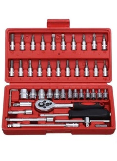 H&D PIPALIYA HD PIPALIYA 46 in 1 Pcs Combination Wrench SetSocket CarBike Repairing Hand Tool Long Handle Kit 46pcs Combo Tools Repair Box for Spanner Force Kit Tools Set  - Image 1