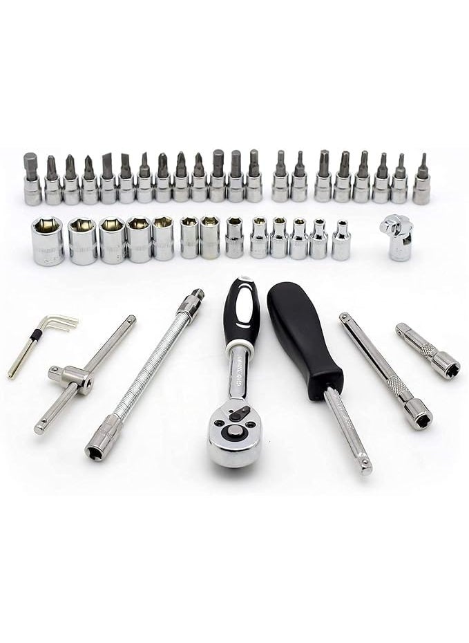 H&D PIPALIYA - HD PIPALIYA 46 in 1 Pcs Combination Wrench SetSocket CarBike Repairing Hand Tool Long Handle Kit 46pcs Combo Tools Repair Box for Spanner Force Kit Tools Set - Image 1