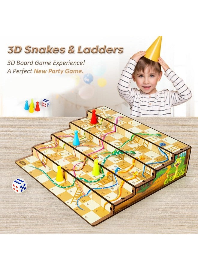 Toysbox 3D Snakes & Ladders Junior, MDF Wooden Ladder Shaped Board Game for Kids & Adults - Image 5