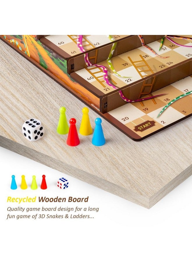 Toysbox 3D Snakes & Ladders Junior, MDF Wooden Ladder Shaped Board Game for Kids & Adults - Image 4