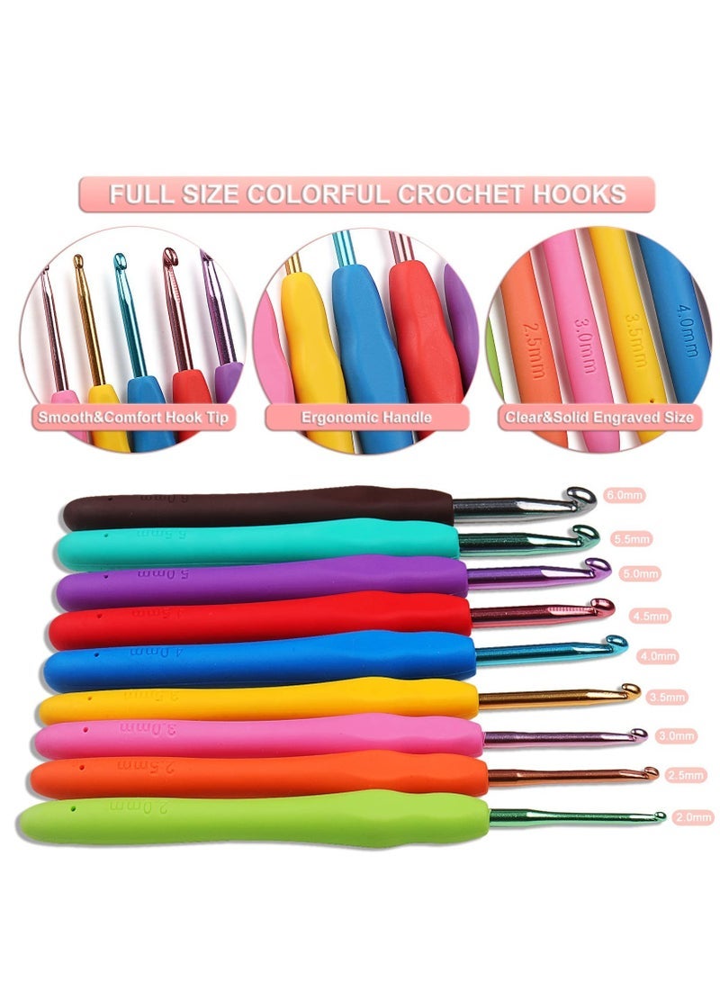 Captaintech Beginners Adults/Kids Complete Crochet Set, Yarn Crochet Instruction Crochet Hook Storage Case Knitting & Crochet Supplies Ideal Crochet Gift, Crocheter Beginner (Blue) - Image 5