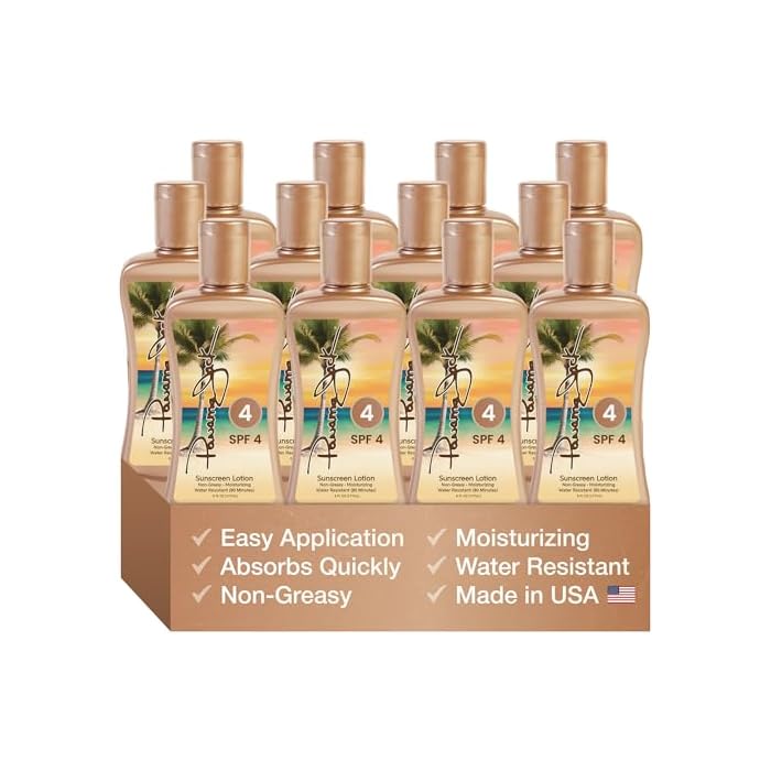 Panama Jack Sunscreen Tanning Lotion - SPF 4, PABA, Paraben, Gluten & Cruelty Free, Antioxidant Moisturizing Formula, 6 FL OZ (Pack of 12)