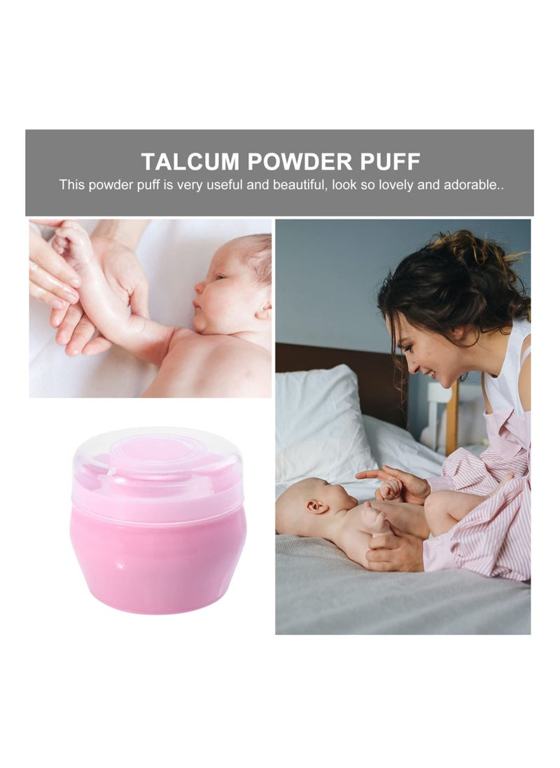 Generic - 2 Sets Baby Powder Puff Box Fluffy Body After- Bath Powder Case Baby Care Face Body Villus Powder Puff Container Makeup Cosmetic Talcum Powder Holder with Hand Holder-Pink - Image 1