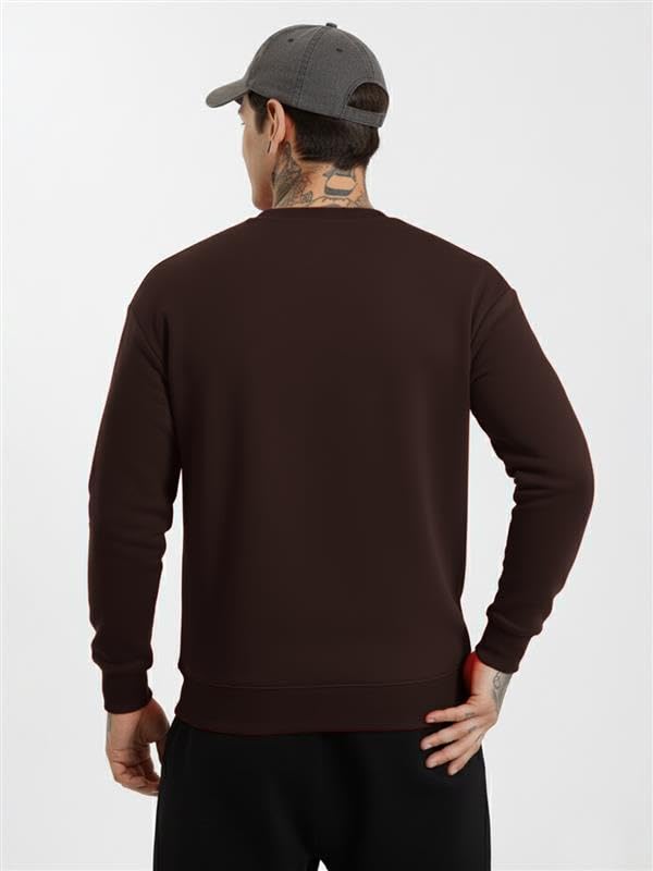 LEOTUDE Men Regual fit Loopknit Round Neck Sweatshirt for Man (W11_Brown_P_Brown_XL) - Image 4