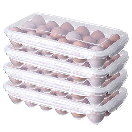LonlyEagle XBY-US 4 Pack Covered Egg Holders,Egg Holder For Refrigerator,travel egg Storage Container,Plastic Refrigerator Egg Trays,camping egg box,Deviled Egg Tray Carrier with Lid Fits 18X4 Eggs(72 Eggs) - Image 1