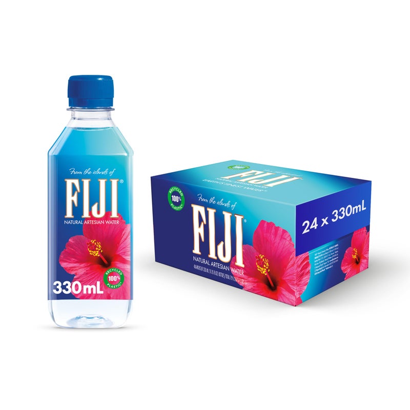 FIJI Natural Artesian Bottled Water 330mL / 11.15 Fl Ounce (Pack of 24) - 100% Natural Electrolytes - NEW - Image 1