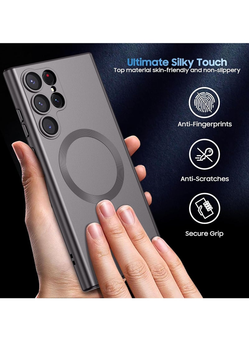 Generic - Slim Soft Silicone Matte Case with Camera Lens Protector With Stable Magnetic Shockproof For Samsung Galaxy S22 Ultra (Titanium Grey) - Image 1