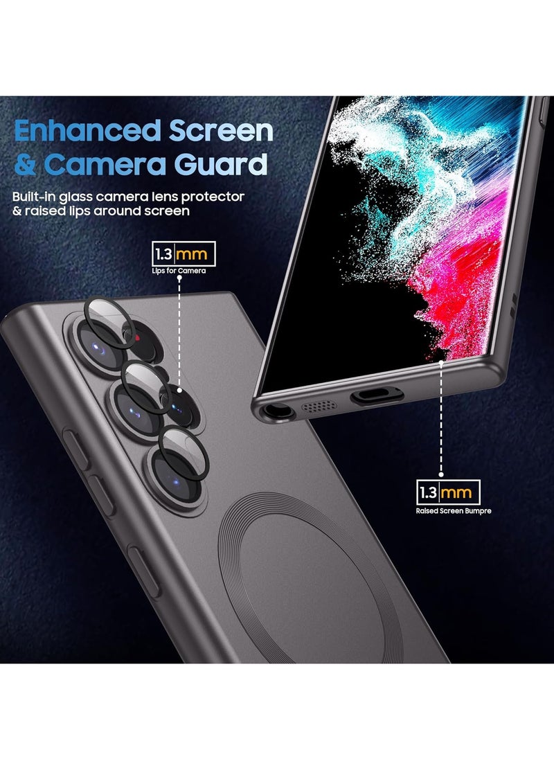 Generic - Slim Soft Silicone Matte Case with Camera Lens Protector With Stable Magnetic Shockproof For Samsung Galaxy S22 Ultra (Titanium Grey) - Image 1