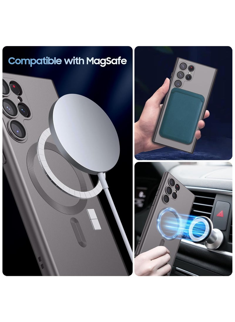 Generic - Slim Soft Silicone Matte Case with Camera Lens Protector With Stable Magnetic Shockproof For Samsung Galaxy S22 Ultra (Titanium Grey) - Image 1
