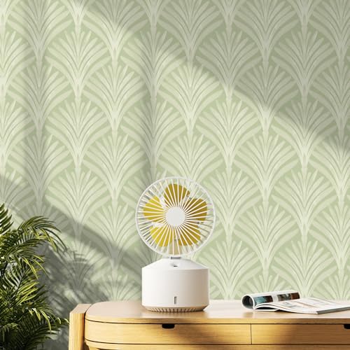 Hopepak 16.1''x394'' Peel and Stick Wallpaper Green Leaf Boho Geometric Contact Paper Removable Self Adhesive Wall Paper Waterproof Vinyl for Living Room Decoration - Image 2